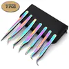 7 PCS Set Wimpers pincet te plaatsen Valse Wimper Extension Roestvrij wimpers Tang volume Wenkbrauw Clip make Nail Art tool 210915