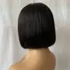 Mongolian Straight Bob Wigs Human Hair Middle T Part 13x1 Lace Front Wig 130% Short Remy Hair
