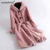 Mujeres Chaquetas de invierno Lana Abrigos casuales Estilo coreano Jaqueta Feminina Abrigo de piel real Alta calidad Ovejas largas Shearling 211110