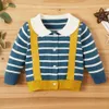 Bébé d'hiver Unisexe Casual Pull rayé pour garçon et fille vêtements 210528