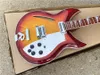 Chitarra elettrica a 6 corde 330 360 381 con corpo semi-cavo Cherry Sunburst Top in acero fiammato, rilegatura a scacchiera, tastiera laccata, accordatori vintage, doppio jack di ingresso