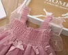 Borboleta menina vestido novo estilo asas roxo rosa princesa vestido para meninas roupas de bebê 1-6y yy001 210331