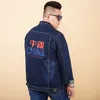 Büyük Boy M-8XL erkek Baskı Ceket Bahar Sonbahar Casual Gevşek Uzun Kollu Denim Ceket Için 145 KG Şişman Guy Veste Pour Hommes