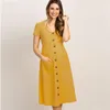Maternity Dresses Button Pocket Dress Pregnant Women Short Sleeves Office Casual Clothes Summer Autumn Female Plus Size Pregnancy