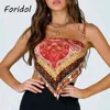 Foridol Łańcuch Drukuj Satin Camis Topy Sexy Backless Bowknot Black Flora Drukuj Boho Lato Vintage Top Odzież damska 210415