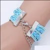 Charm Bracelets Jewelry Mom Ever For Women Letter Glass Cabochon Braided Leather Rope Chains Bangle Fashion Mother Gift Drop Delivery 2021 X