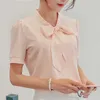 Jocoo Jolee Women Summer Chiffon Blus Short Sleeve Shirts Fashion Office Ladies Leisure Bow Blouse Causal Tops 210619