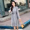 Women Two layers chiffon pleated dress spring autumn female vintage elegant long sleeve loose casual office lady dress 210619