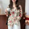 S-5XL Camicia taglie forti Donna Primavera Manica lunga Coreana Floreale Chiffon Camicetta femminile Chemisiers Chemises femminili 210421