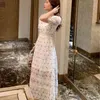 High Quality Self Portrait Dress Women Sexy Off Shoulder Long es Chic Embroidery Dots Lace Summer Vestido 210520