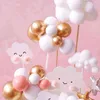 Cute Multicolor Ball Cake Topper Baby Shower Anniversary Baking Supplies Balloon Cloud Happy Birthday Party Decoration 211216