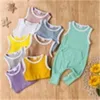 Baby Solid Pocket Mouwloos Jumpsuit 210528