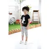 Zürafa Siyah Beyaz Bebek Erkek Giysileri Takım Elbise Yaz Sıcak Şort Kızlar T-Shirt Izgara Pantolon Çocuk Spor Giyim Setleri Kid Tee 210413