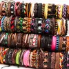 Armband handgemaakte echt lederen surfer manchet armbanden hele bulkpartijen 50st pack mix zwart bruin heren dames retro275d