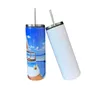 Gobelet à sublimation vierge avec couvercle en métal Gobelet droit Tasses droites en acier inoxydable Gobelet isolé mince Tasses à café à bière 20 oz 30 oz