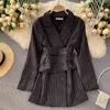 Sweet Long Sleeve Women Trend Coat Feminino Loose Notched Neck Office Lady Black Striped Blazer Spring 16W74601 210510