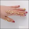 Cluster Jewelrycluster Anneaux Feuilles élégantes Conception de fleurs Mtiple Finger Stack Knuckle Band Crystal Set Womens Fashion Jewelry Gift Drop Deli