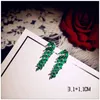 Solid 925 Silver Emerald Drop Earrings For Women Fine Jewelry Vintage Green Cubic Zirconia Earring Luxury Anting Wanita