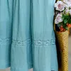 Johnature Women Vintage Bomull Linen Kjolar Elastisk Waist Broderi Solid Färg Kläder Sommar Casual Kvinnor A-Line Skirts 210521