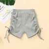 3-10 Anos Moda Moda Meninas Verão Summer Roupas Conjuntos Sem Mangas Um Ombro Top Sólido Shorts 2 Pcs Girl Roupas Sunsuit