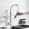 Brushed Nickel Kitchen Faucet Dual Function Spout Pull Down Shower Spray Swivel Spout Kitchen sink Taps Cold Mixer tap crane 210724