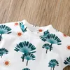 Set di abbigliamento Born Baby Boys Girls 2Pcs Abiti estivi Manica corta T-shirt con stampa foglia di sole Pantaloncini Infant Kids Casual Outwear SetAbbigliamento