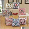 Cushion/Decorative Pillow Home Textiles & Garden Retro Cotton Embroidery Birds Pattern Throw Cushion Er Decoration Sofa Bed Decor Decorative