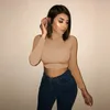 Z Długim rękaw Crop Top Kobiety Koszulki Harajuku Koreański Czarny Burgundy Sexy Odzież Turtleneck Podstawowy Krótki T Shirt Femme 210522