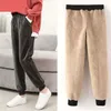 Women Winter Lamb Fur Cashmere Slim Pants Women Casual Warm Pants Harem Pants Lined Fleece Autumn Sweatpants Q0801