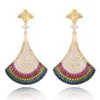 Godki merk luxe sprankelende shell oorbellen voor vrouwen Nigeriaanse stijl volledige kubieke zirkonia dangle drop oorbel sieraden