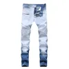 Trade Classic Retro Dżinsy Mężczyźni Prosto Slim Slim Decoration Decoration Light Fold Skinny Denim Spodnie Moda Stretch Hip Hop Jogger 211108