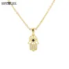 Sipengjel Fashion Cubic Zircon кулон ожерелье Золотой Щепка цвет полые ладони для женских ювелирных изделий