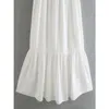 Summer Dresses White Patchwork Backless Woman Vintage Thin Straps Midi Women Back Tied Pleated Hem Vestidos 210430