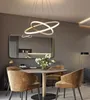 Modern LED Pendant lamp For Living Room Dining Kitchen Black/White Circle Ring Hanging Chandelier