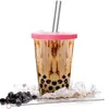 Riutilizzabile Boba Cup 16OZ Bicchiere di plastica spessa a doppia parete Design a prova di perdite Bubble Tea Mug spedizione via mare RRB13239