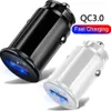 18W 미니 USB 자동차 충전기 QC3.0 5V 3A 9V 2A 빠른 충전 자동차 충전기 iPhone 용 자동 전력 어댑터 15 11 12 13 14 Pro Max Samsung HTC Tablet PC MP3