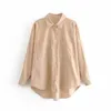 England Style Oversize Corduroy Shirt Women Spring Long Sleeve Pockets Loose Blouse Boyfriend Tops and Blouses 210428