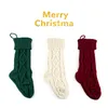 Czerwony Dzianiny Christmas Pończochy Xmas Stocking Burgundia i śmietana dla rodziny wakacje Xmas Party Decor Candy Prezent Torby Wiszące ozdoby FHHH21-811