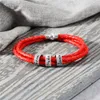 Frauen Herren Edelstahl Charm Armbänder Echtes Leder Geflochtene Seil Gewohnheit mit 1-9 Namen Perlen Geschenk personalisierte Schmuck