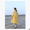 Autunno inverno Cappotto di lana giallo Donna Taglie forti Moda allentata Lungo spesso Aggiungi Giacca di cotone Miscele Top Abbigliamento Feminina 210930