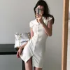Sexy Bodycon Dresses for Women Solid Knitted Summer Dress Single Breasted Korean Ins Vestidos Mujer Slim 210415