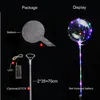 Lumineux LED Ballon Transparent Couleur Bobo Ball Clignotant Ballons D'éclairage Avec 70cm Pôle Fête D'anniversaire De Mariage Décoration Valen224U