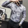 Camicie flotali per uomo Camicia elegante casual slim fit Moda manica lunga Camicetta per feste sociali Abbigliamento da lavoro d'ufficio 210527