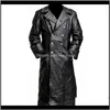 Ytterkläder Coats Apparel Drop Leverans 2021 Mens Style Medeltida Vintage Kläder Pure Long Leather Jacket Trench Coat Man Kläder Streetwea