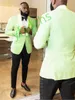 Yakışıklı Tek Düğme Groomsmen Şal Yaka Damat Smokin Erkekler Düğün Takım Elbise / Balo / Akşam Yemeği Adam Blazer (Ceket + Kravat + Pantolon) T361