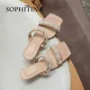 SOPHITINA Süße stilvolle String Bead Frauen Schuhe Sandalen Sommer Perle High Strange Heel Dressing Square Toe Modern FO371 210513