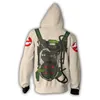 Com Capuz Zip Up Hoodie Ghostbusters 3D Impresso Bluzy Casual Do Zipper Cosplay Męskie bluzy