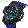 Top Luksusowy Marka Sanda Men Sport Zegarki męskie Kwarcowe Analogowe Zegar Człowiek Wojskowy Wodoodporny Wrist Watch Relogio Masculino Nowy X0524