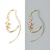 Porträttformade örhängen Enkelhet Handgjord koppartråd för kvinnor Guldfärg geometriska öron smycken brosch hoop huggie