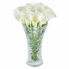 装飾的な花の花輪10pcs /パックホワイト偽のカーラリのリリーの本物のタッチ人工的なブライダルブーケ結婚式の装飾花の家の装飾
